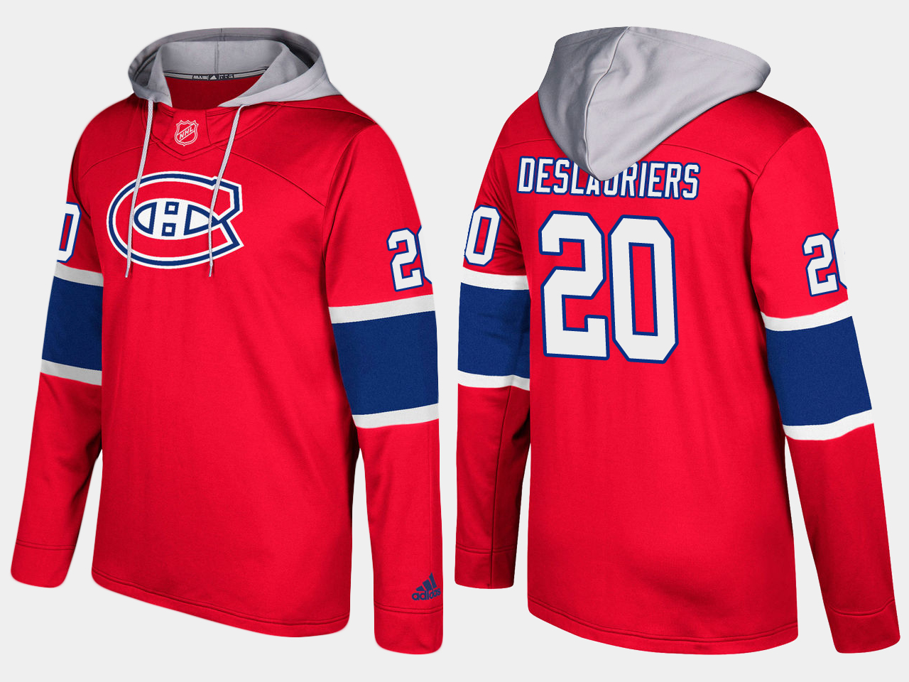 Men NHL Montreal canadiens #20 nicolas deslauriers red hoodie->montreal canadiens->NHL Jersey